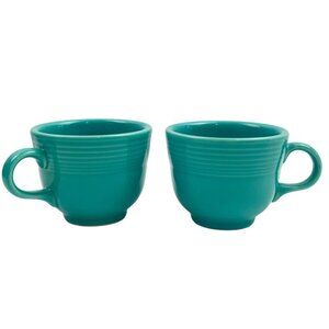 Fiesta HLC Homer Laughlin Set of 2 Coffee Teacup Mugs Turquoise Made in USA